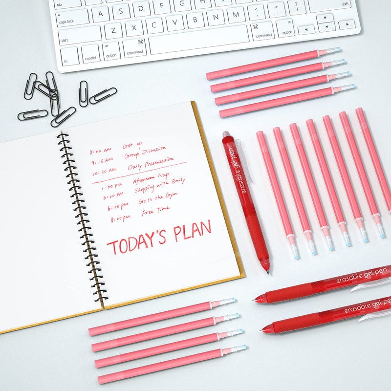Vanstek 12 Red Erasable Gel Pen Refills, Gel Ink Refills Compatible with Erasable Pens, Fine Point 0.7 mm, Perfect for Writing Planner & Crossword Puzzles - Image 2
